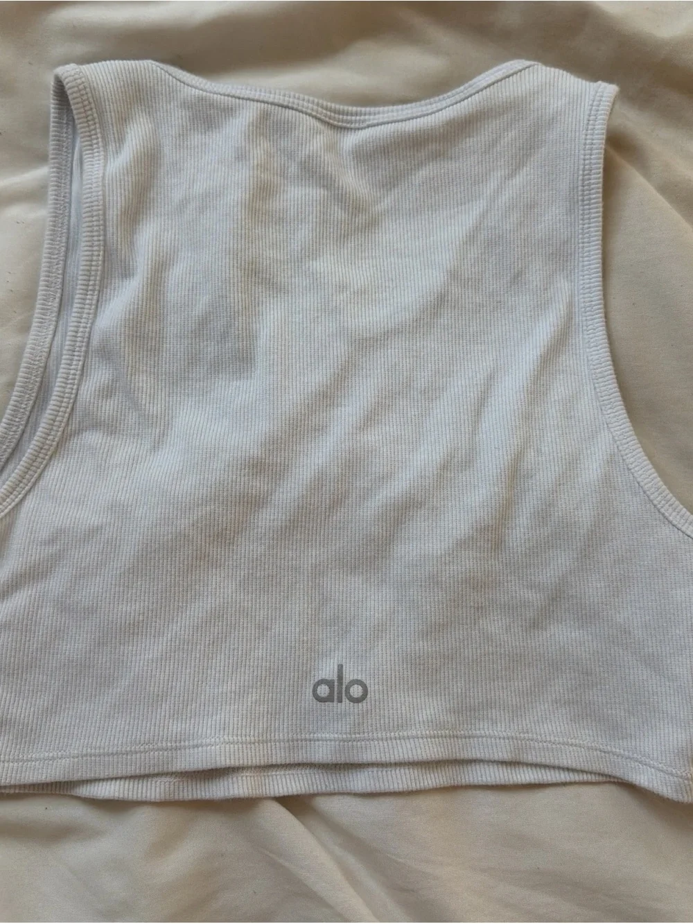 ALO Yoga White Ribbed Cropped Tank Top